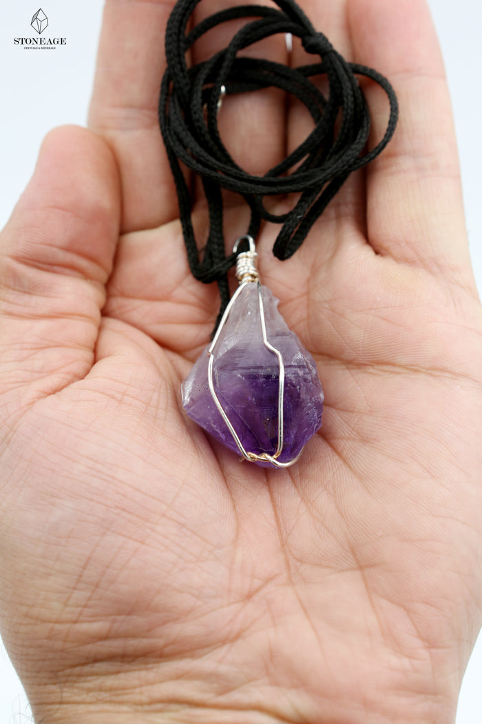 Amethyst Wire-Wrapped Pendant